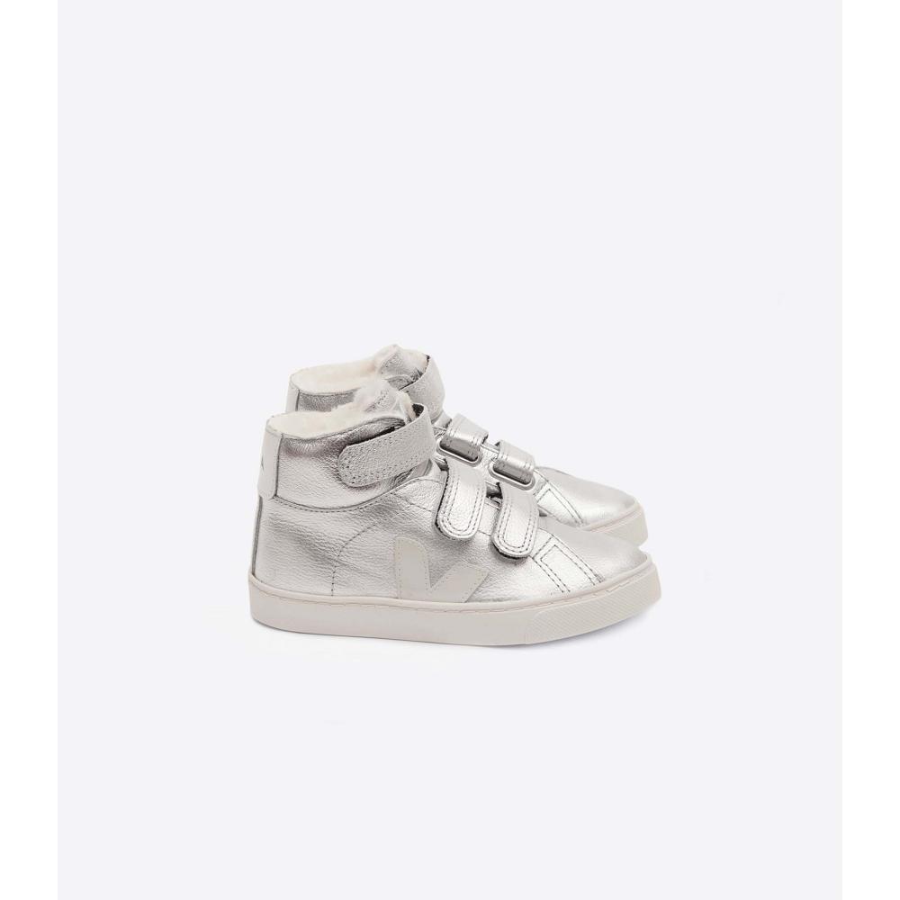 Veja ESPLAR MID FURED LEATHER Hoog Kinderen Zilver | BE 690NWY